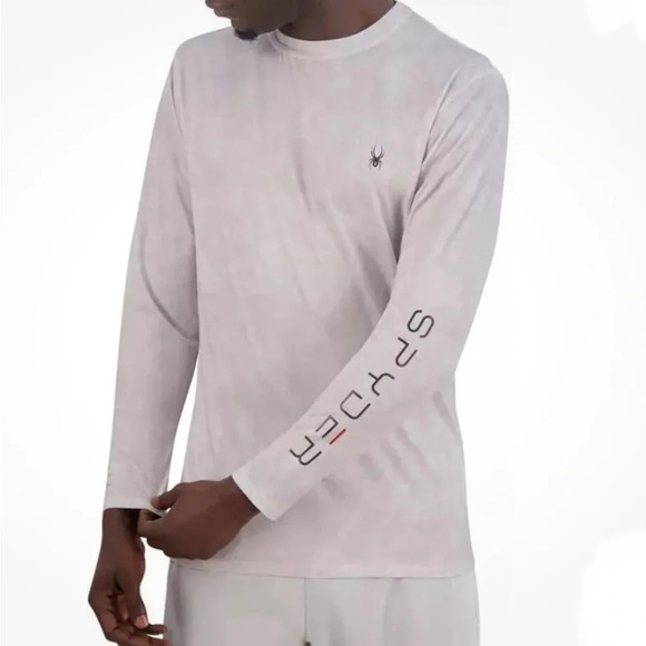 Spyder Swim Men's Long Sleeve Rash Guard Shirt, Gray, Medium - Picture 1 of 10